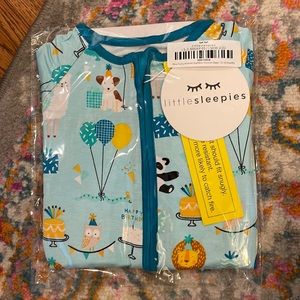 Little sleepies blue party animals zippy